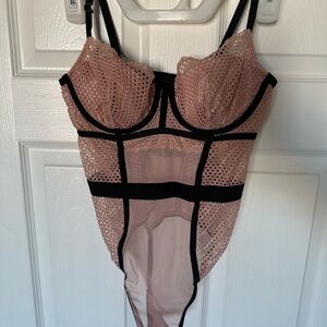 Victoria's Secret Lace Bodysuit in Pink and Black NWOT